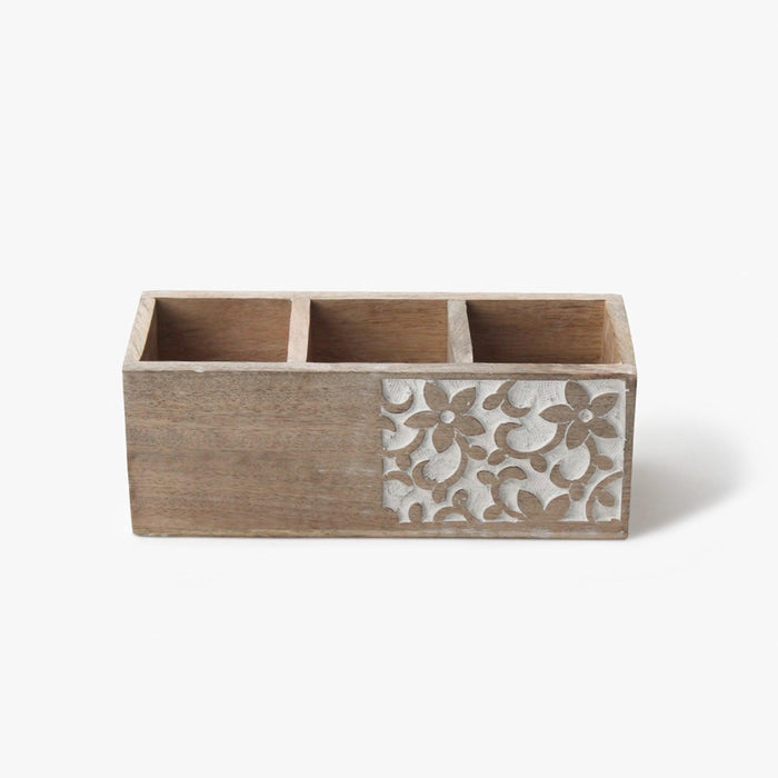 Buy Cutlery stand - Floral Print Wooden Cutlery Holder Stand | Storage Unit With Handles For Kitchen by Casa decor on IKIRU online store