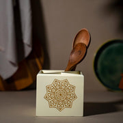 Buy Cutlery stand - Ivory White Spoon Stand | Wooden Cutlery Holder For Kitchen & Table by bambaiSe on IKIRU online store