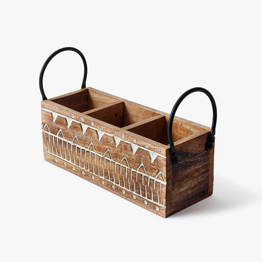 Buy Cutlery stand - Tribal Touch Wooden Cutlery Holder | Storage And Organizer For Kitchen & Home by Casa decor on IKIRU online store