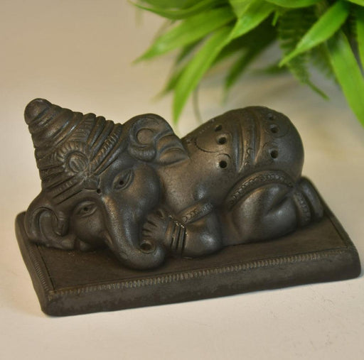 Buy Decor Objects - Black Terracotta Sleeping Ganesh by Sowpeace on IKIRU online store