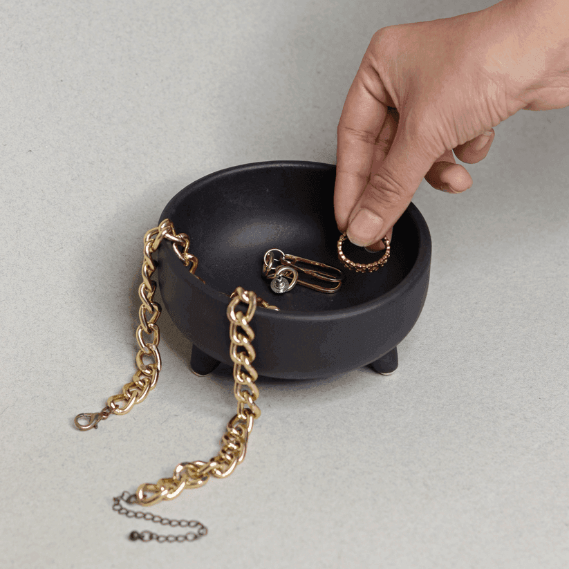 Buy Decor Objects - Charcoal Black Ceramic Pluto Bowl For Organizer & Home Decor by Muun Home on IKIRU online store