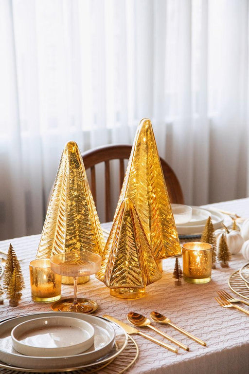 Buy Decor Objects - Decorative Gold Fitted Glass Christmas Tree with LED Light For Decoration by Doft Candles on IKIRU online store