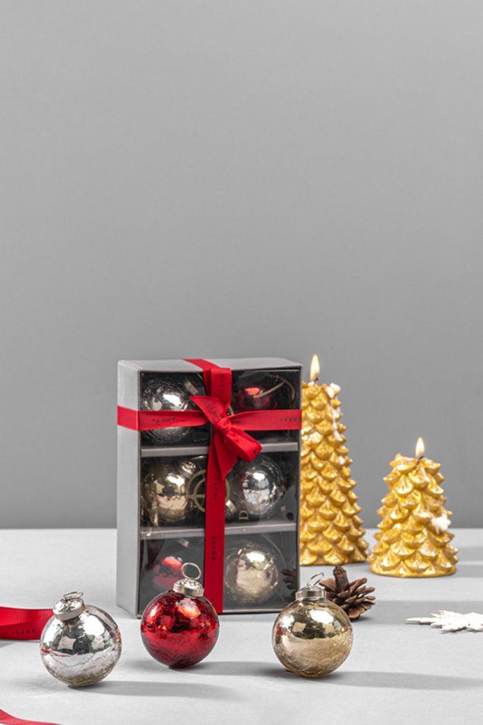 Buy Decor Objects - Multicolour Christmas Jewel Toned Glass Ball Ornaments For Decoration by Doft Candles on IKIRU online store