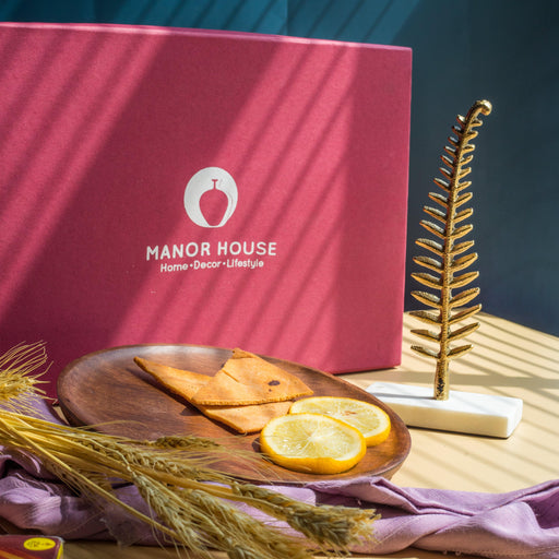 Buy Decor Objects - Nature Harmony Gift Box | Metal Showpiece with Wooden Tray For Festive & Home Decor by Manor House on IKIRU online store
