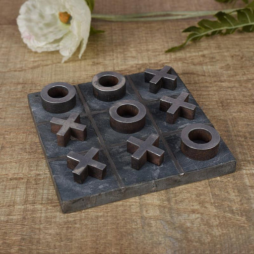 Buy Decor Objects - Tic Tac Toe Game In Black Marble | Decorative Showpiece For Home Table & Office Desk by Manor House on IKIRU online store