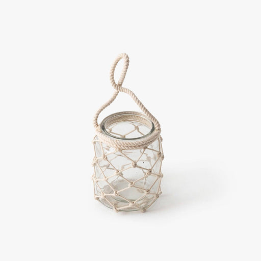 Buy Decor Objects - Transparent Glass Candle Lantern Holder With Rope Detailing For Home by Casa decor on IKIRU online store
