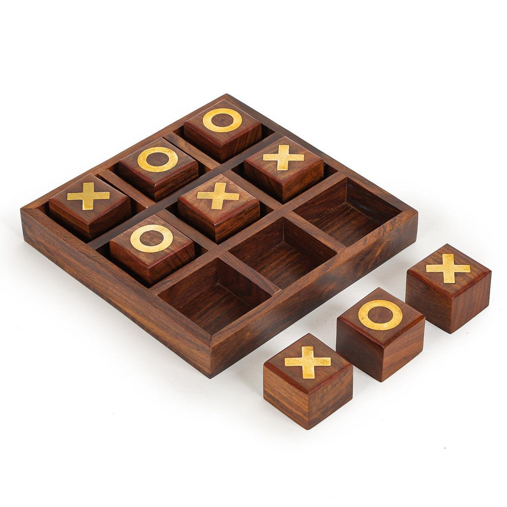 Shop Wooden Tic Tac Toe Game Board | 0 & X Game Set For Home And Gifting -  Decor Objects Online - Ikiru