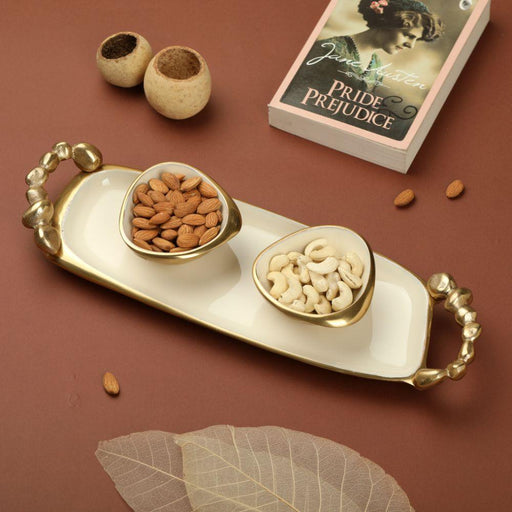 Buy Decorative Bowls & Trays - Stylish Stone & Metal Bowls & Tray Set For Home | Decorative Serveware by De Maison Decor on IKIRU online store