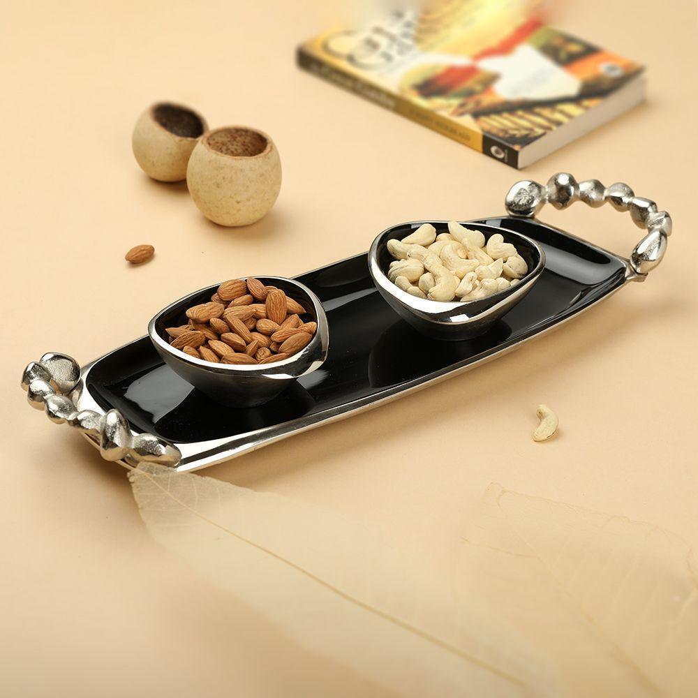 Buy Decorative Bowls & Trays - Stylish Stone & Metal Bowls & Tray Set For Home | Decorative Serveware by De Maison Decor on IKIRU online store