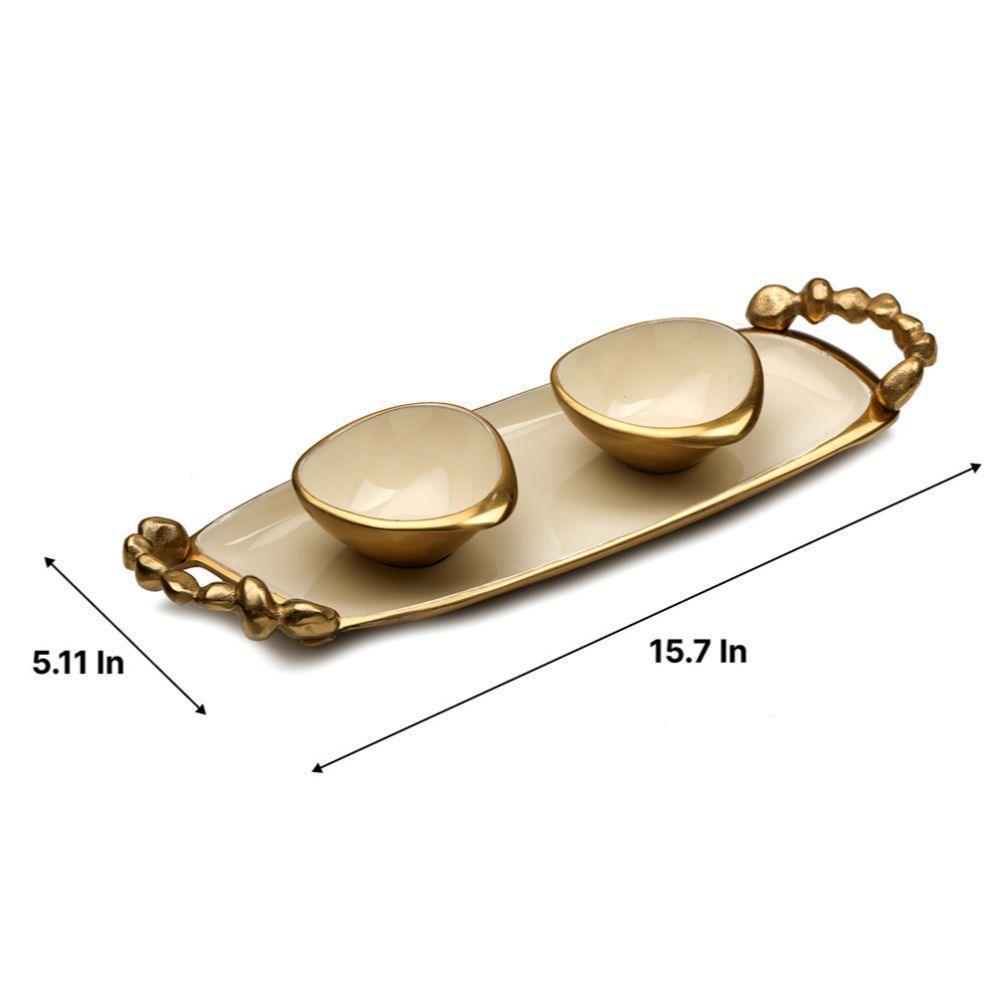 Buy Decorative Bowls & Trays - Stylish Stone & Metal Bowls & Tray Set For Home | Decorative Serveware by De Maison Decor on IKIRU online store