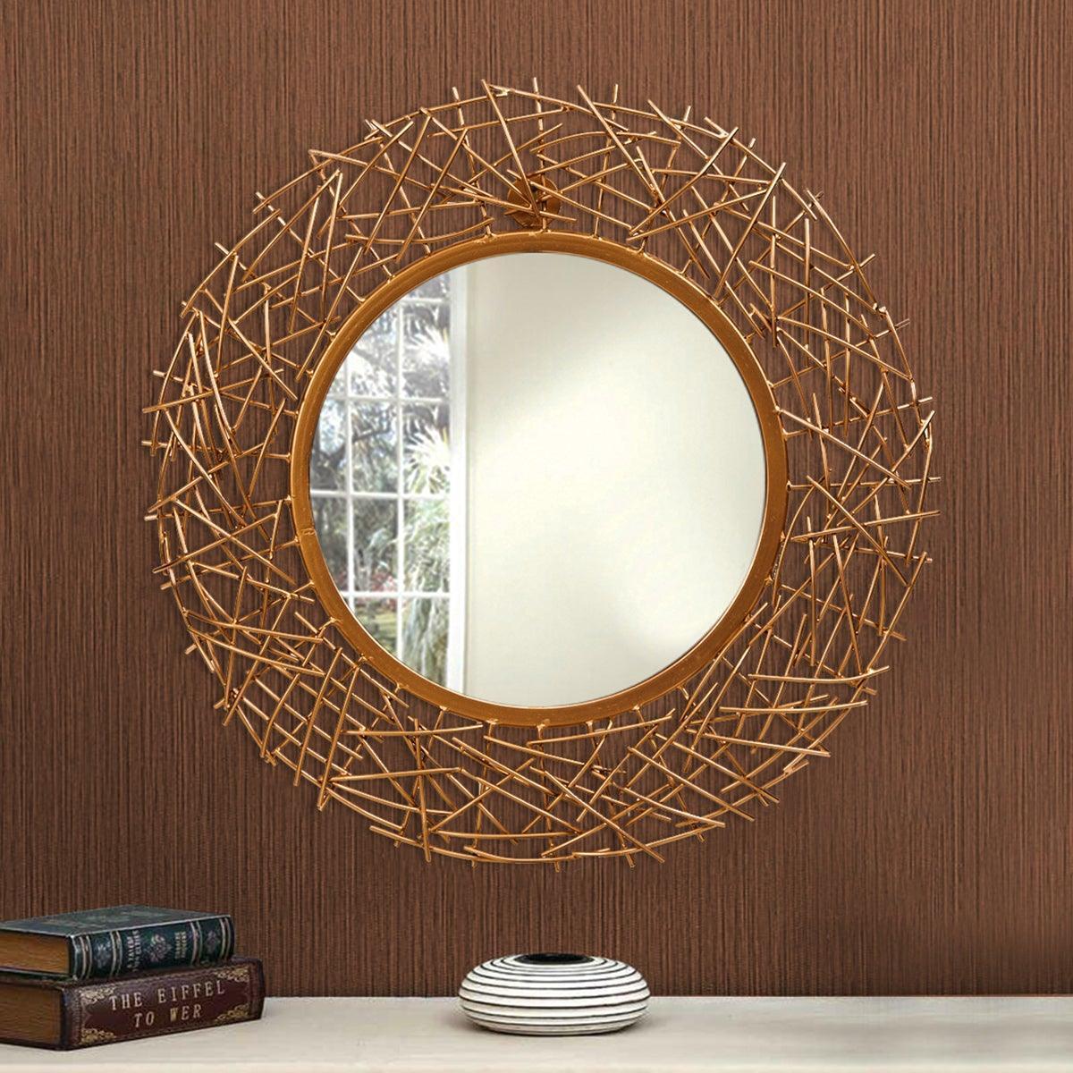 Buy Decorative Mirror - Melice Unique Round Wall Mirror Metallic Finish For Home & Office Decor by Home4U on IKIRU online store