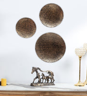 Buy Decorative Wall Plates - Black & Gold 3 Piece Hammered Wall Art | Decorative Showpiece For Decor by Amaya Decors on IKIRU online store