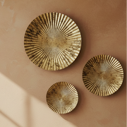 Gold Foil Motif Hammered Decorative Wall Plates Set Of 3 For Decor
