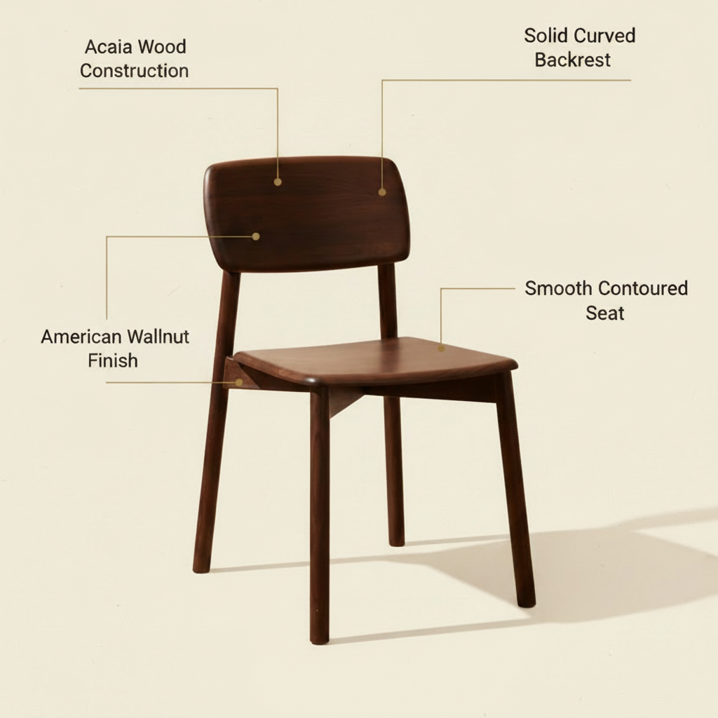 Emiko Wooden Dining Chair | Simple Multipurpose Chair For Home Or Office