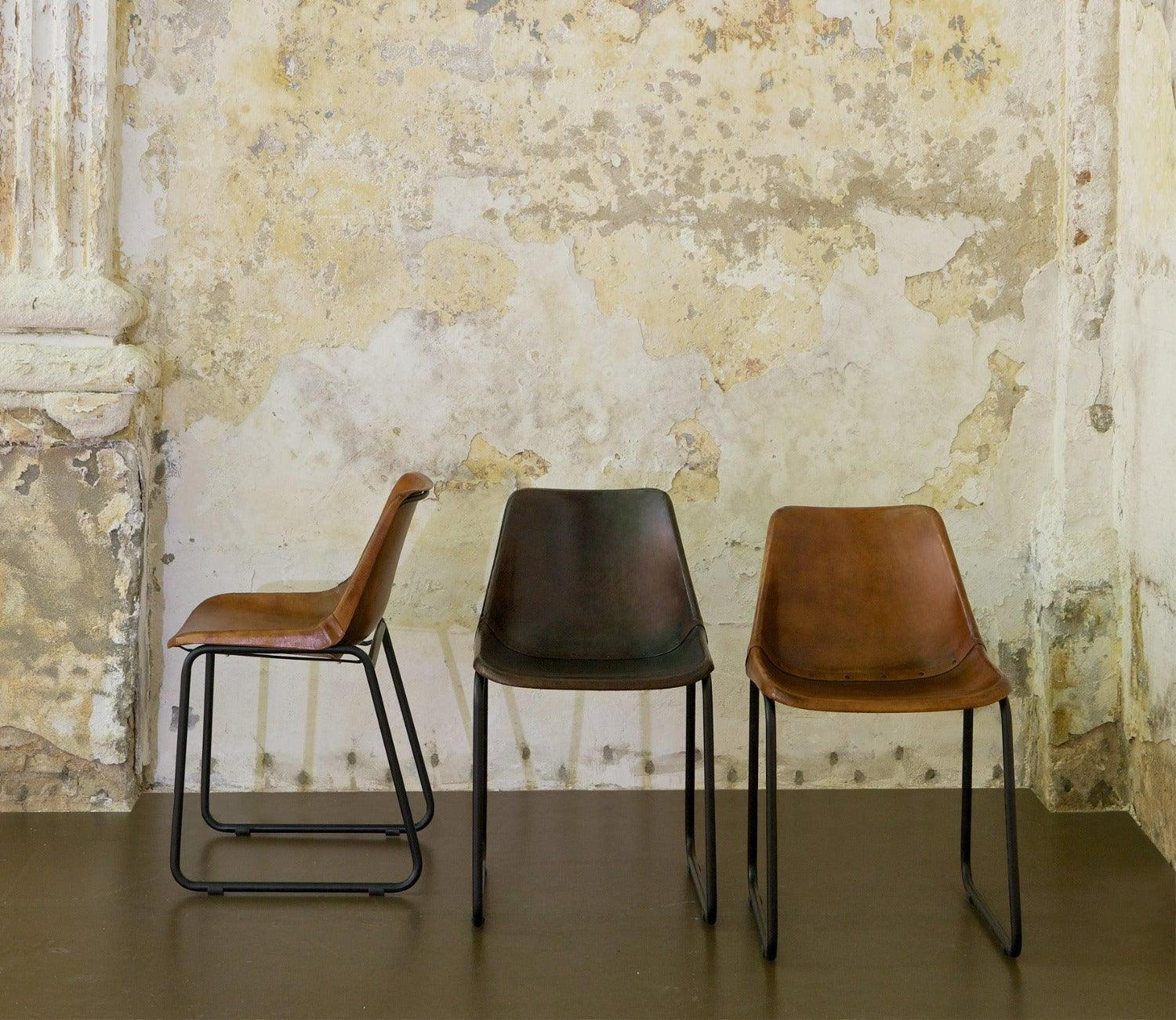 Buy Dining Chair - Kauff II Brown Leather Dining Chair I Set Of 2 by Home Glamour on IKIRU online store