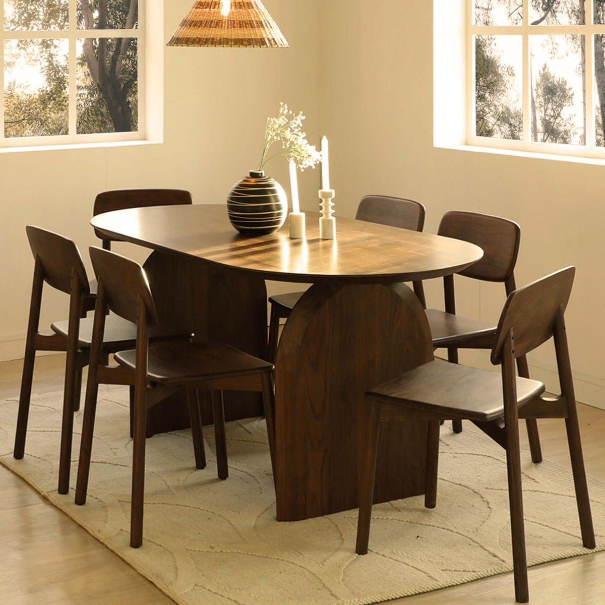 Shop 6 Seater Modern Designed Wooden Dining Table Oval Shape Table