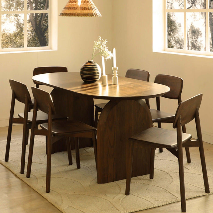 Buy Dining Furniture Set - 6 Seater Modern Designed Wooden Dining Table | Oval Shape Table For Dining Room by Orange Tree on IKIRU online store