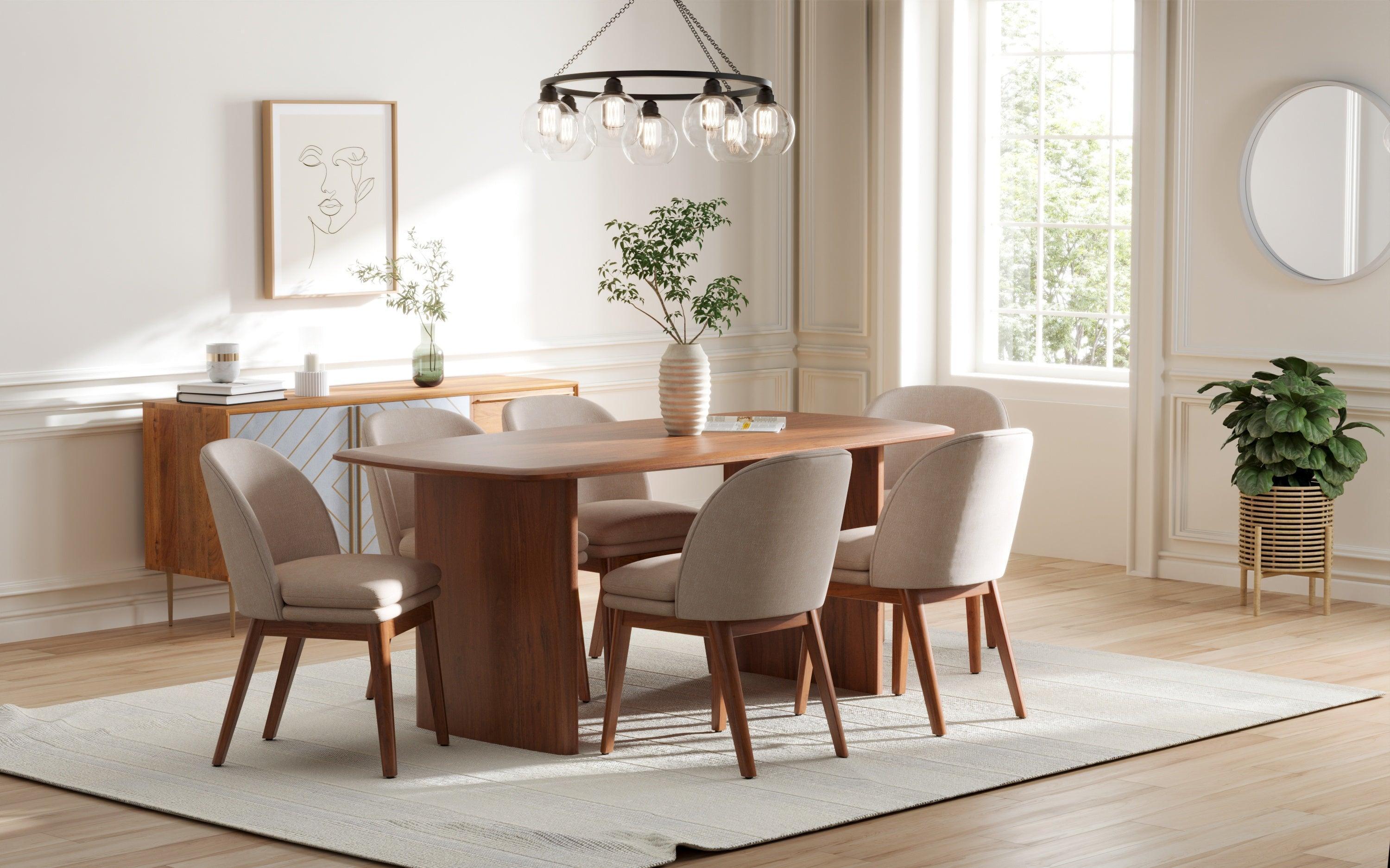 Buy Dining Furniture Set - Anish Dining Table With 6 Wayane Chair Without Arms by Orange Tree on IKIRU online store