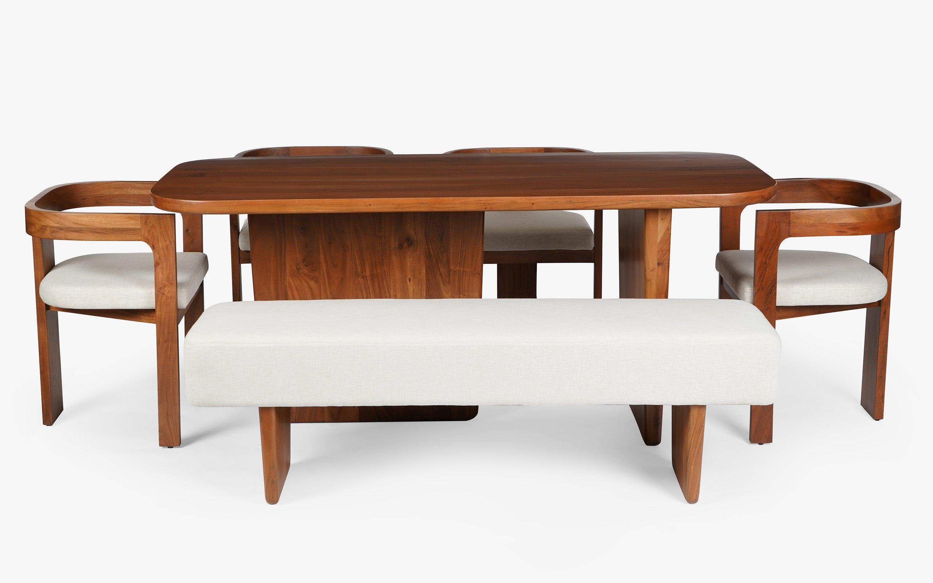 Buy Dining Furniture Set - Attica Dining Table With 4 Chairs And Bench For Home Decor by Orange Tree on IKIRU online store