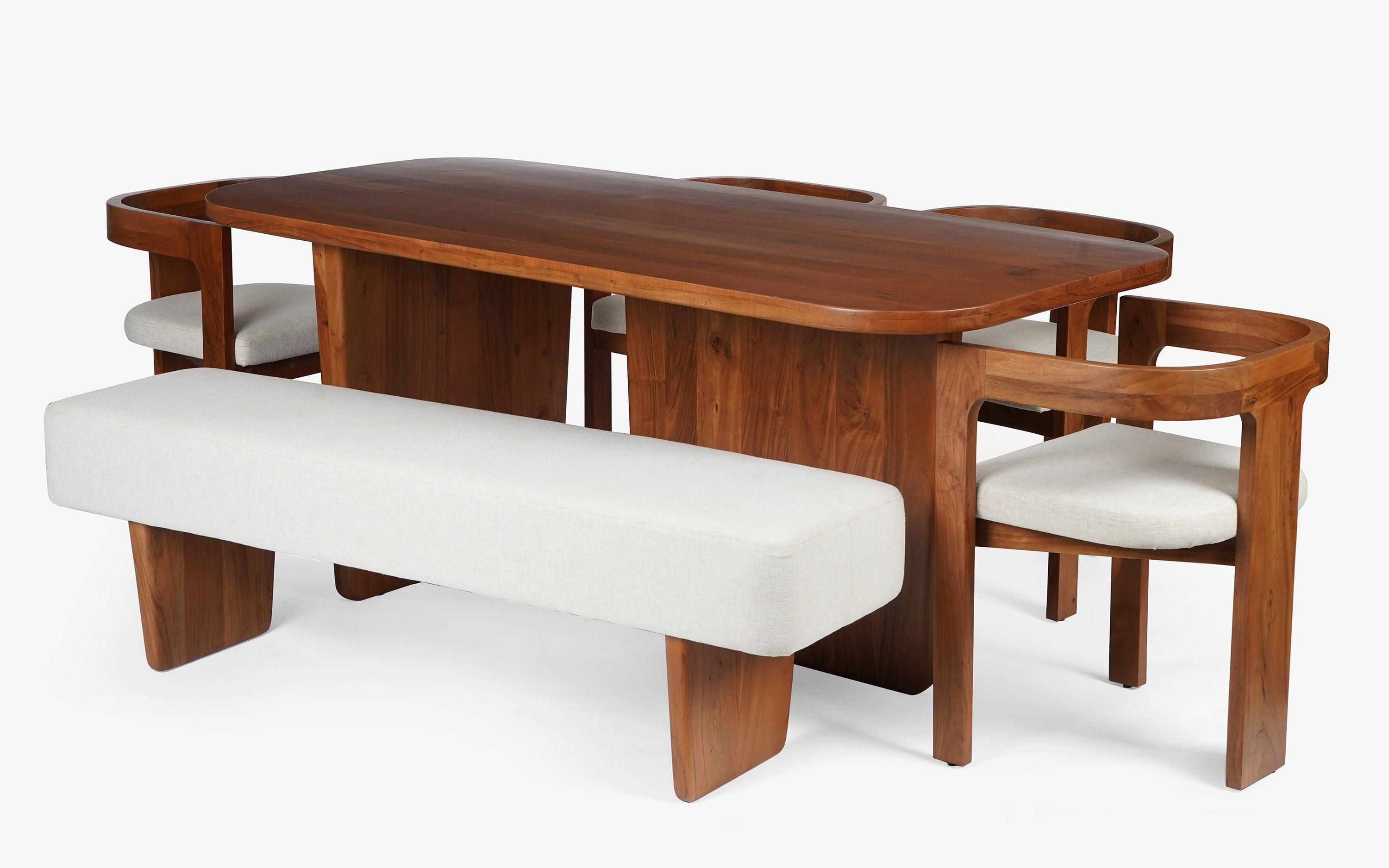 Buy Dining Furniture Set - Attica Dining Table With 4 Chairs And Bench For Home Decor by Orange Tree on IKIRU online store