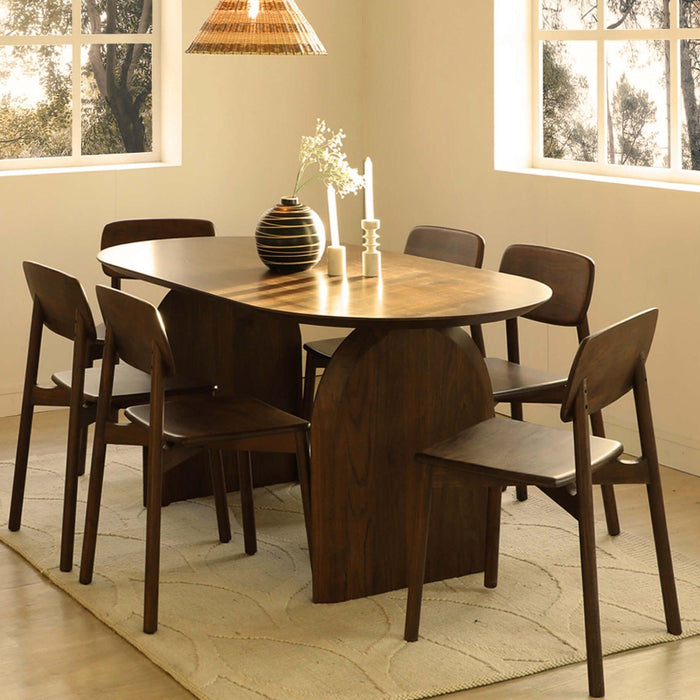 Buy Dining Furniture Set - Emiko Luxurious Wooden Dining Table Set With 6 Armless Chairs For Dining Room by Orange Tree on IKIRU online store