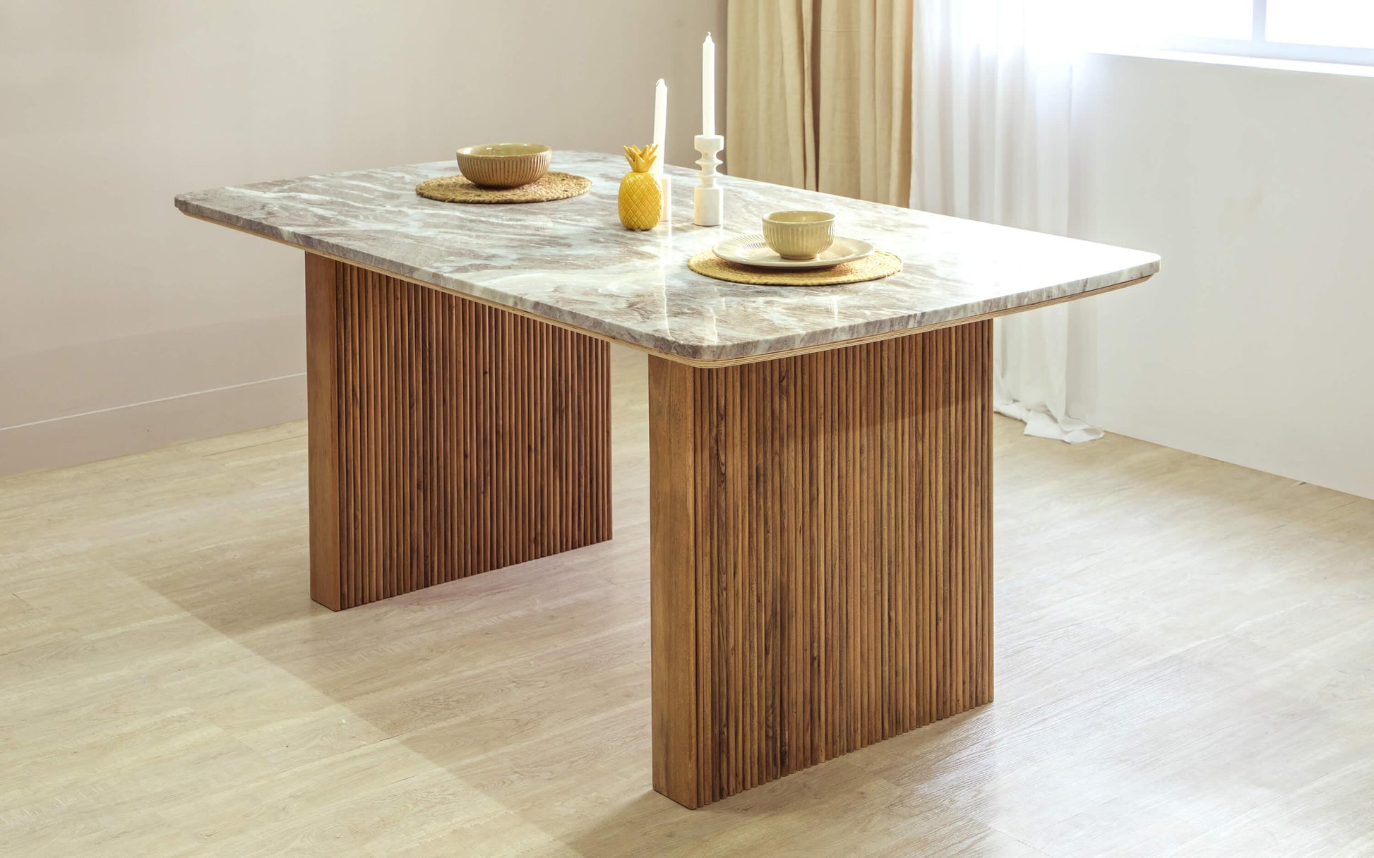 Hiro Wooden And Marble Finish Modern Designed seater Dining