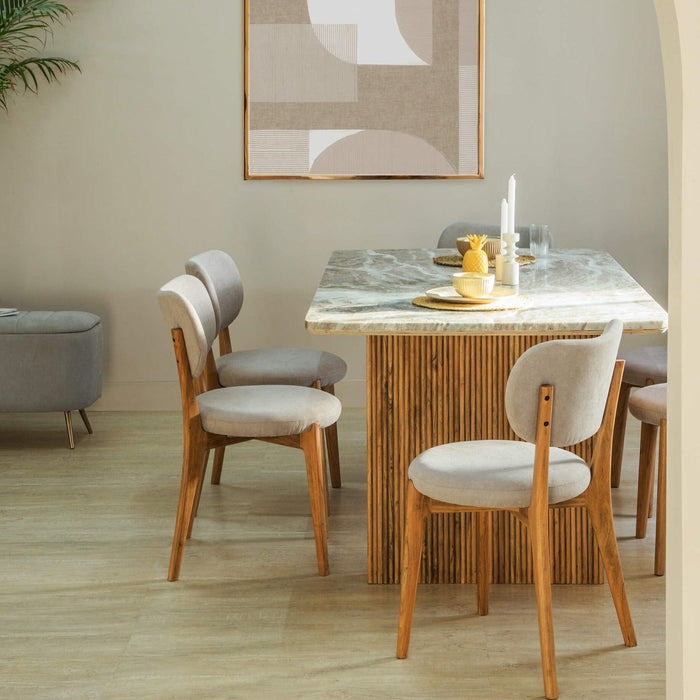 Buy Dining Furniture Set - Modern Designed Marble Top Dining Table With 6 Wooden Chairs For Dining Room by Orange Tree on IKIRU online store