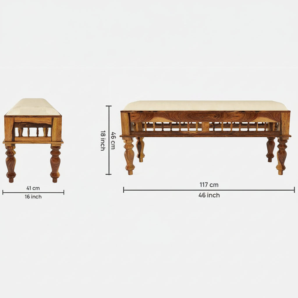 Buy Dining Furniture Set - Rinika Six Seater Dining Set with Bench by Wooden Mood on IKIRU online store