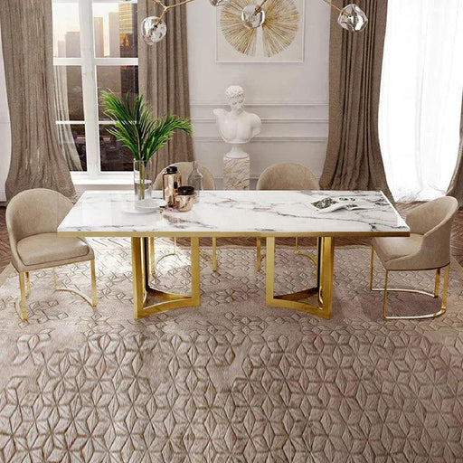 Buy Dining Table - Amalgam Metal Marble Dining Table by Handicrafts Town on IKIRU online store