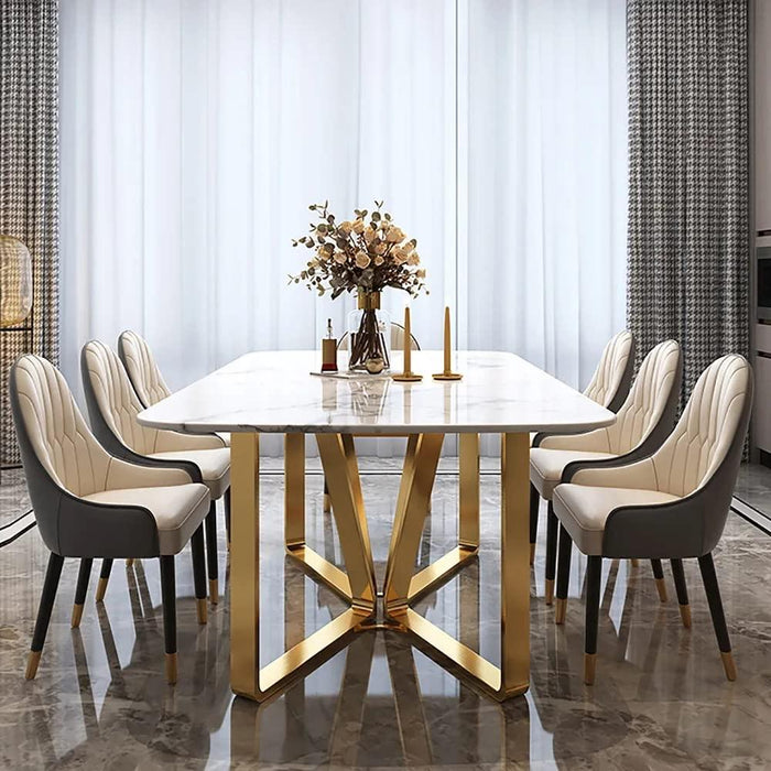 Buy Dining Table - Astral White And Gold Dining Table by Handicrafts Town on IKIRU online store