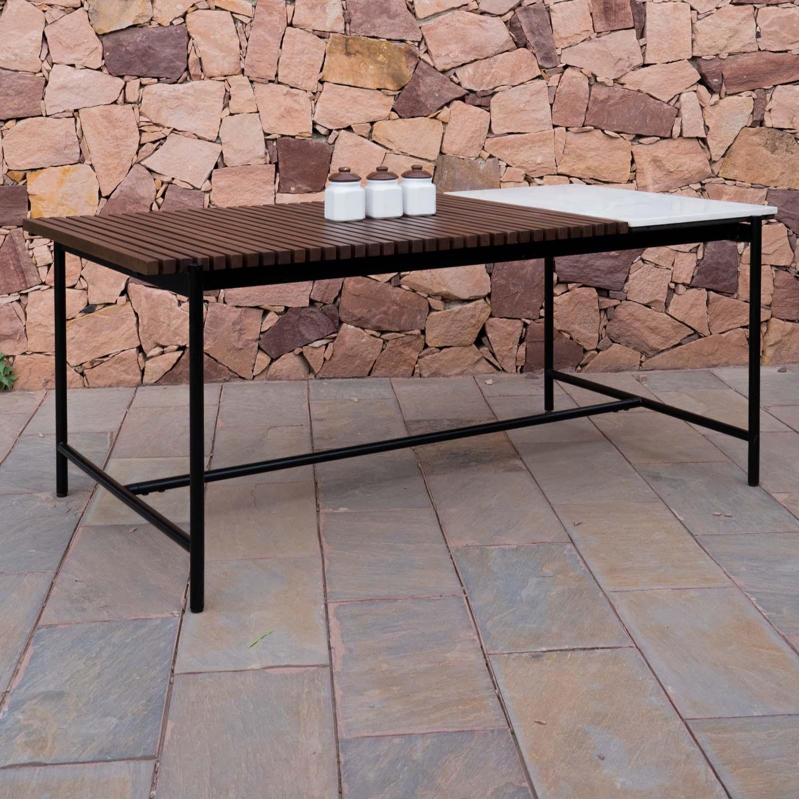 Buy Dining Table - Covent Wooden & Marble Finish Garden Outdoor Dining Table | Teapoy For Home by Orange Tree on IKIRU online store