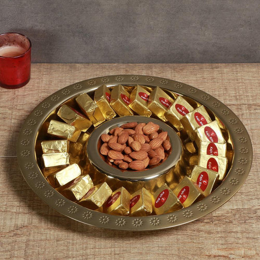 Buy Dinner Plates - Gold Steel Metal Chip and Dip Serving Plate For Center Table & Dining Decor by Manor House on IKIRU online store