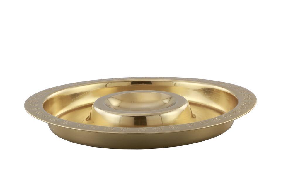 Buy Dinner Plates - Gold Steel Metal Chip and Dip Serving Plate For Center Table & Dining Decor by Manor House on IKIRU online store