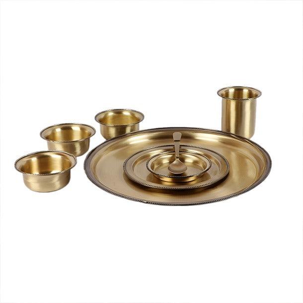 Buy Dinner Set - Mangala Brass Antique Gold Dinner Set For Home & Gifting by Courtyard on IKIRU online store