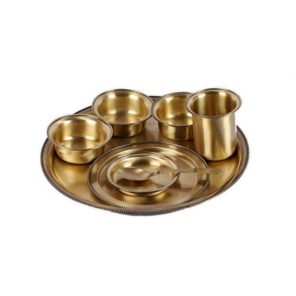 Buy Dinner Set - Mangala Brass Antique Gold Dinner Set For Home & Gifting by Courtyard on IKIRU online store