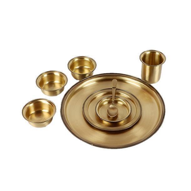 Buy Dinner Set - Mangala Brass Antique Gold Dinner Set For Home & Gifting by Courtyard on IKIRU online store
