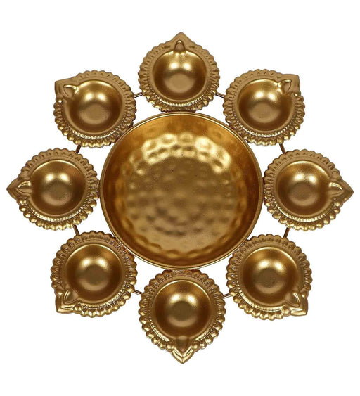 Buy Diya & Diya Stand - Decorative Gold Finish Diya Urli & Tealight Holder For Pooja Room & Decor by Amaya Decors on IKIRU online store