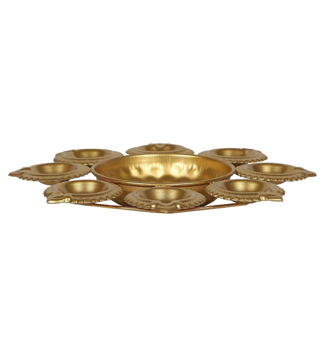 Buy Diya & Diya Stand - Decorative Gold Finish Diya Urli & Tealight Holder For Pooja Room & Decor by Amaya Decors on IKIRU online store