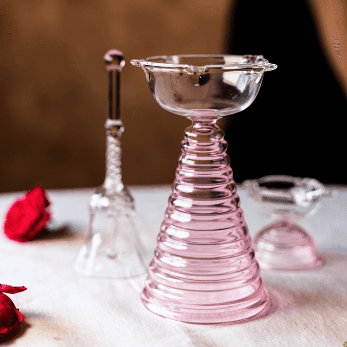 Buy Diya & Diya Stand - Glass Diwali Set by Muun Home on IKIRU online store