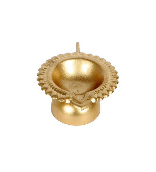 Buy Diya & Diya Stand - Metallic Hath Diya With Handle For Pooja Set Of 2 | Golden Tealight Holder by Amaya Decors on IKIRU online store