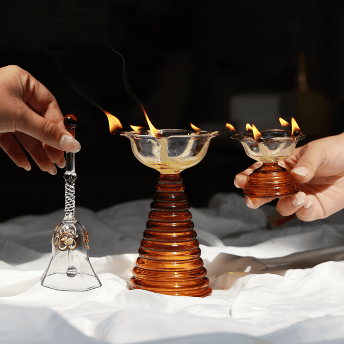 Buy Diya & Diya Stand - Ringing Glass Bell | Festive Bell For Pooja by Muun Home on IKIRU online store