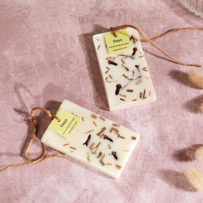 Buy Dried Flowers & Fragrance - Lemongrass and Clove | Perfume Infused Wax Tablets (Set of 2) by Freya Home on IKIRU online store