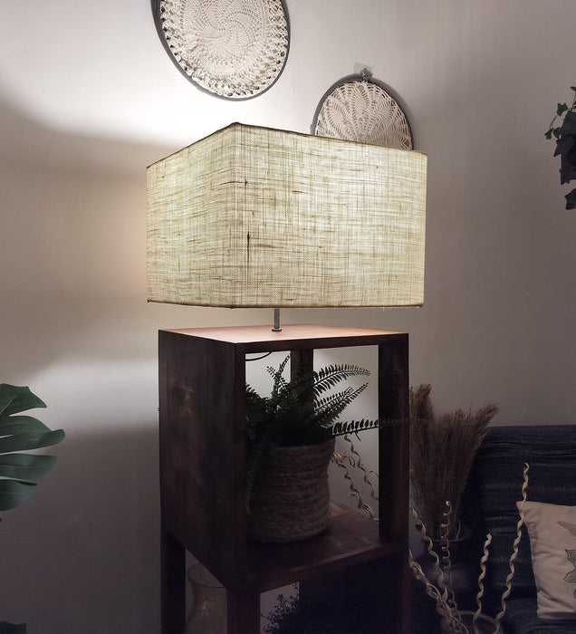 Buy Floor Lamp - Agnes Wooden Floor Lamp with Jute Fabric Lampshade by Symplify on IKIRU online store