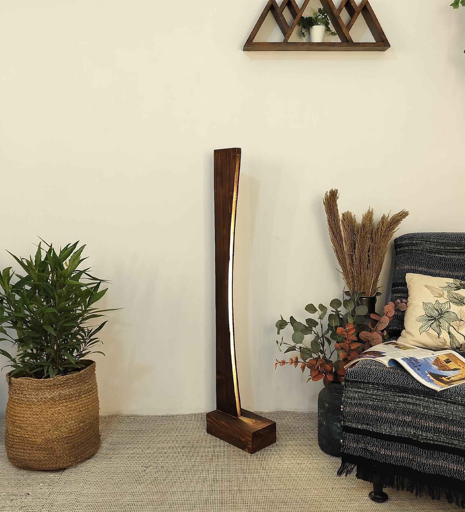 Buy Floor Lamp - Arc LED Wooden Floor Lamp | Corner Lamps For Home by Symplify on IKIRU online store