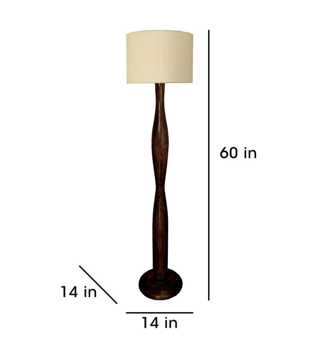 Buy Floor Lamp - Aristo Wooden Floor Lamp with Jute Fabric Lampshade by Symplify on IKIRU online store