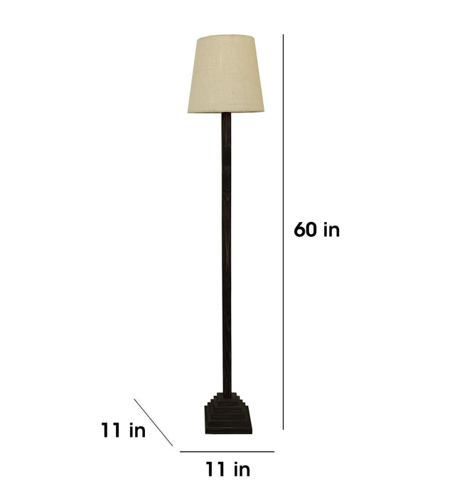 Buy Floor Lamp - Babel Wooden Floor Lamp with Beige Fabric Lampshade by Symplify on IKIRU online store