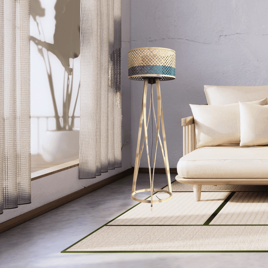 Buy Floor Lamp - Bamboo Wooden Floor Lamp | Standing Light For Home Decor & Living Room by Mianzi on IKIRU online store