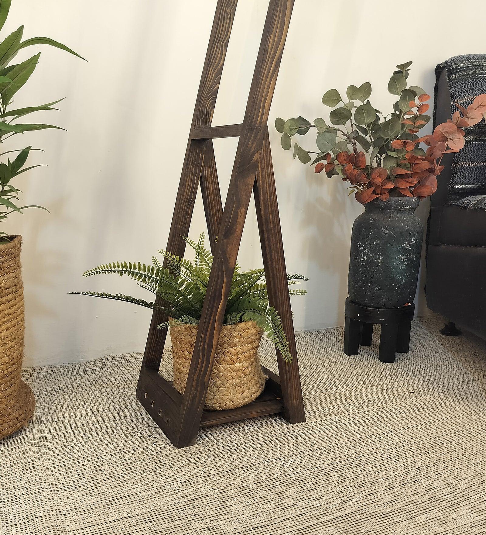 Buy Floor Lamp - Bezalel Wooden Floor Lamp with Beige Fabric Lampshade by Symplify on IKIRU online store