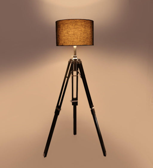 Buy Floor Lamp - Black Wood Floor Lampshade | Standing Lamp for Living Room by Pristine Interiors on IKIRU online store