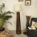 Buy Floor Lamp - Boho Wooden Floor Lamp with Beige Fabric Lampshade by Symplify on IKIRU online store